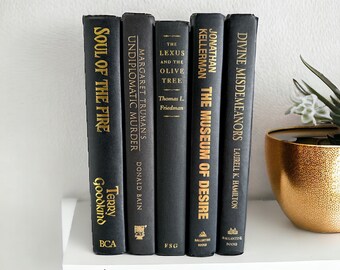 Black and Gold Books Set: Modern Home Decor, Signed Edition