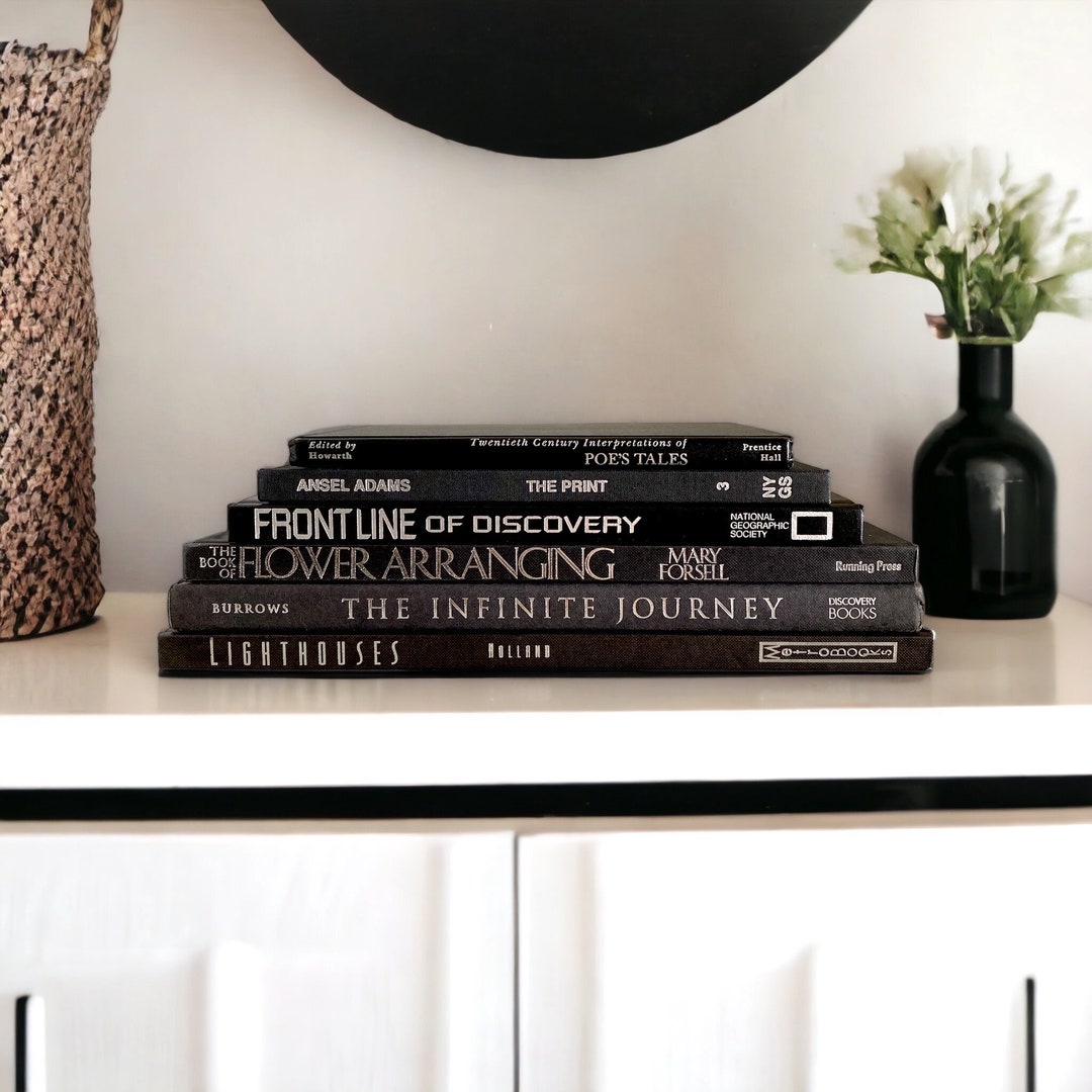 BLACK Coffee Table Books Black and Silver Book Stack Home Etsy