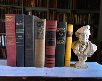 Vintage Book Set of 7: Shabby Chic Library Shelf Decor