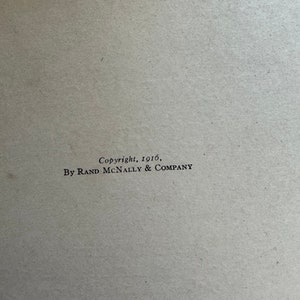 May include: Copyright 1916, By Rand McNally & Company. This is a black and white image of a copyright page from a book.