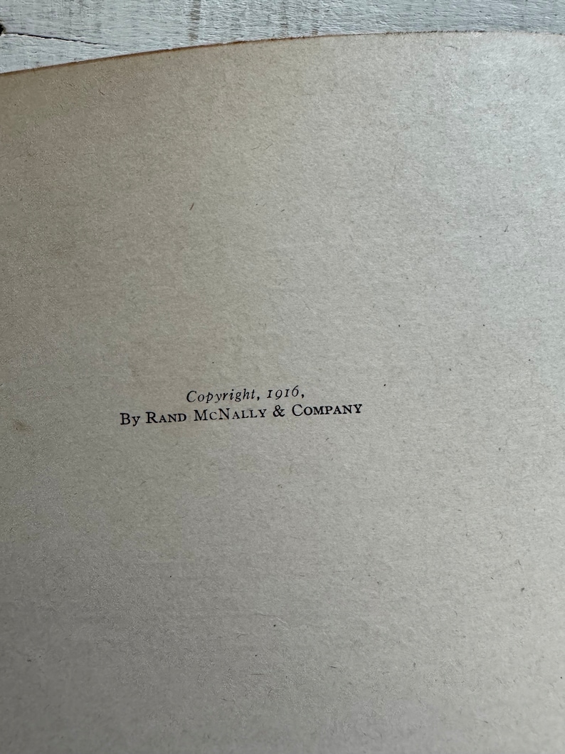 May include: Copyright 1916, By Rand McNally & Company. This is a black and white image of a copyright page from a book.