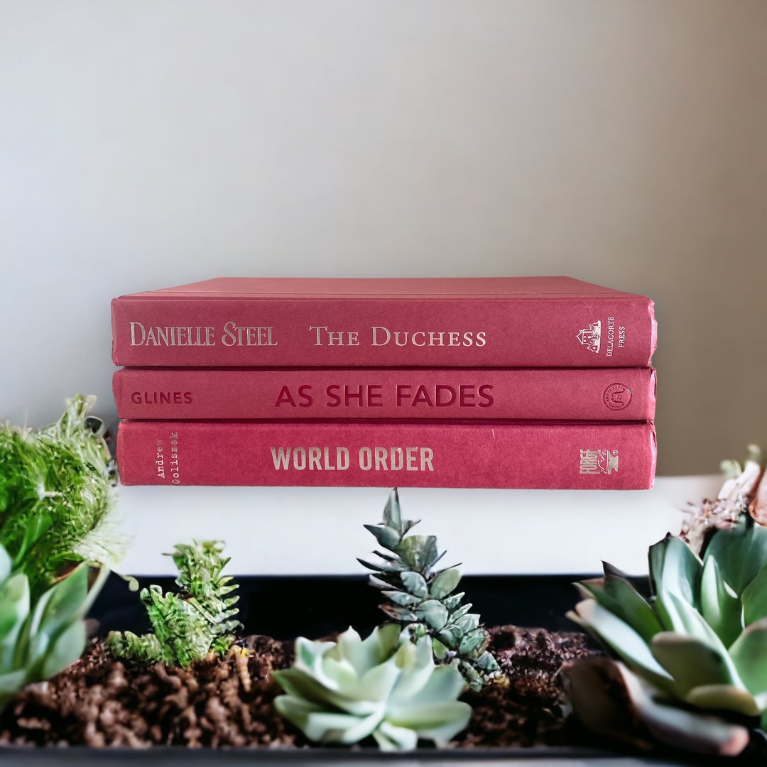 Picture Idea: Modern Magenta Books Stack Collection Of 3 Real Interior Decorator