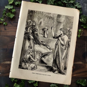 Antique 1877 Bible Engraving of Joseph Interpreting Pharoah’s Dream, Original Biblical Engraving, Antique Religious Art, Genesis Art Plate