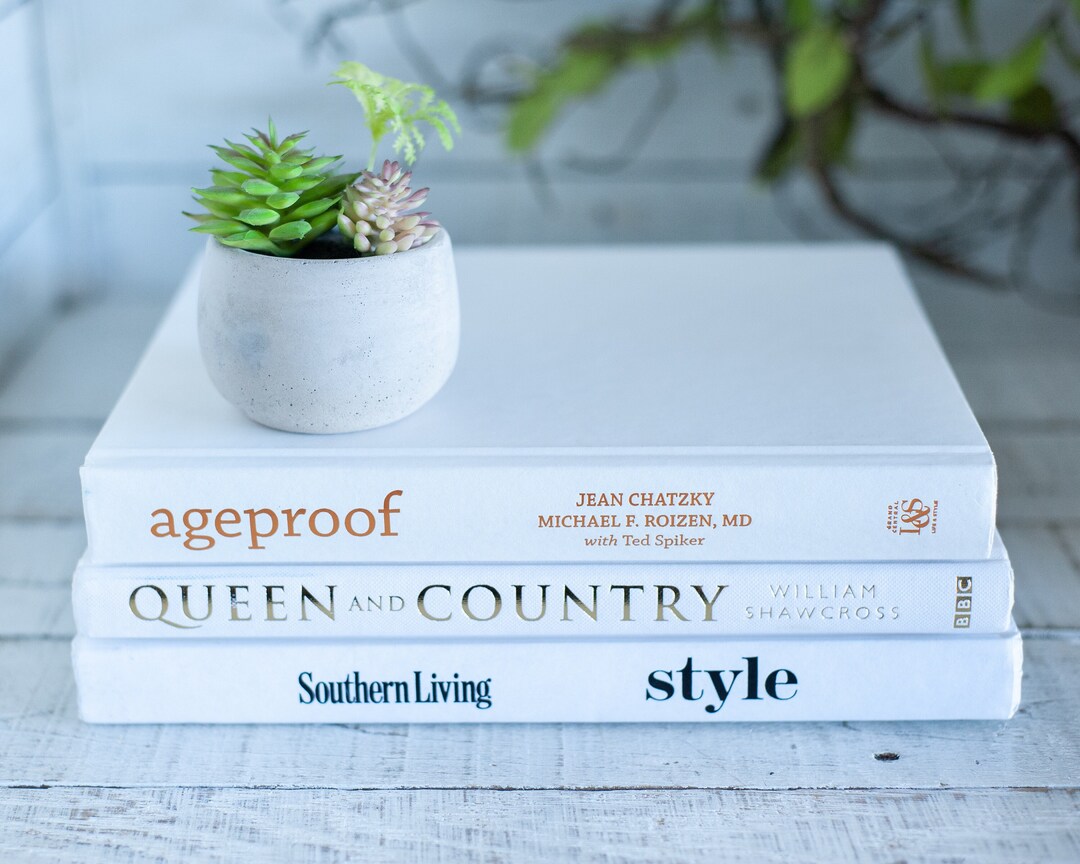White Coffee Table Books Large White Book Stack Home Staging Etsy