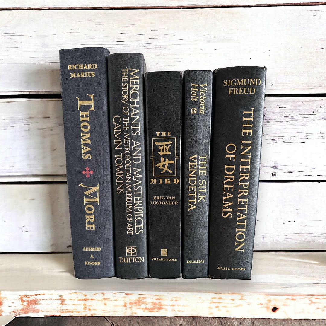 Vintage Black and Gold Books, Old Black Books, Black Interior Decorator ...