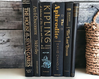 Vintage Black and Gold Book Set: Hollywood Regency Decor, Home Staging Books