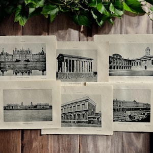 Antique 1925 Ancient Architecture Photographs Art, Gothic Architecture Art, Ancient Architecture Decor, Black and White Landmarks Photograph