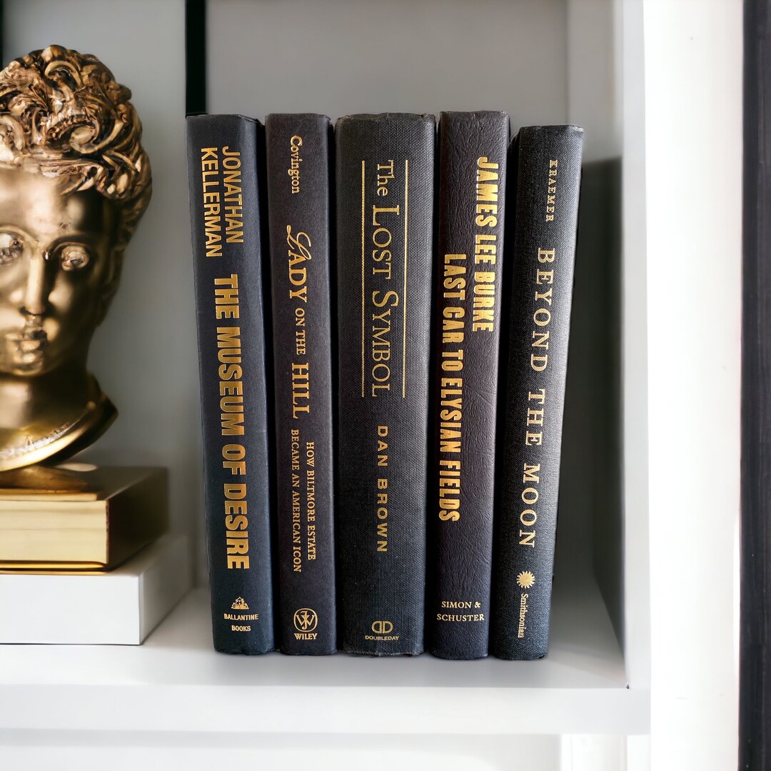 Black Books Set, Black and Gold Book Collection, Interior Decorator or ...