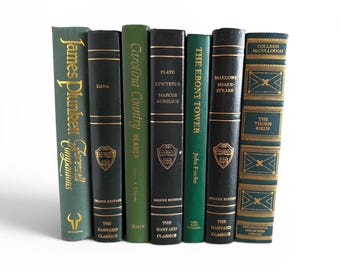Vintage Green Gold Hardcover Bücher: Bücherregal Styling, Wohndekor Set