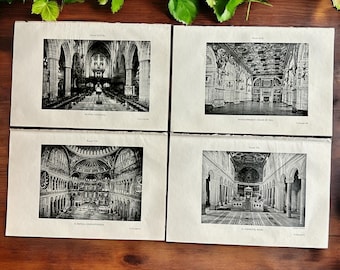 Antique Gothic Cathedral Art Prints: 1925 Ancient Architecture Photos