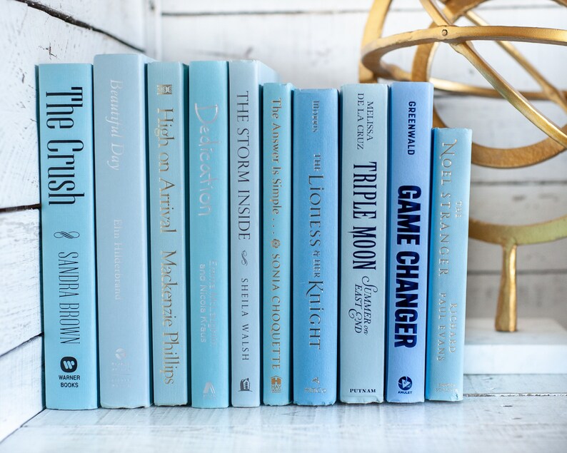 Blue Books, Light Blue Book Stack, Coastal Home Decor, Beachy Interior Decorating Home Staging Books, Books by Color, Beach House Decor image 1