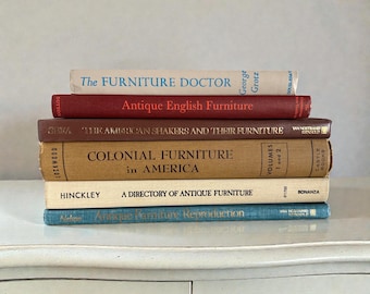 Antique Furniture Book Stack, Vintage Decor Set of 6