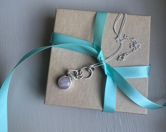 Handmade sterling silver rose quartz pendant