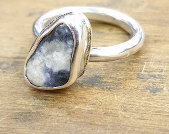 rustic sodalite chunky sterling silver ring