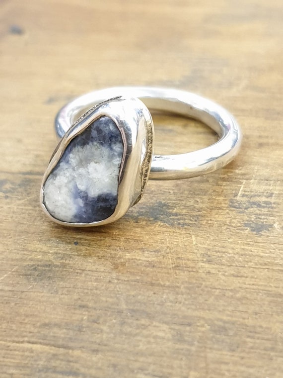 rustic sodalite chunky sterling silver ring