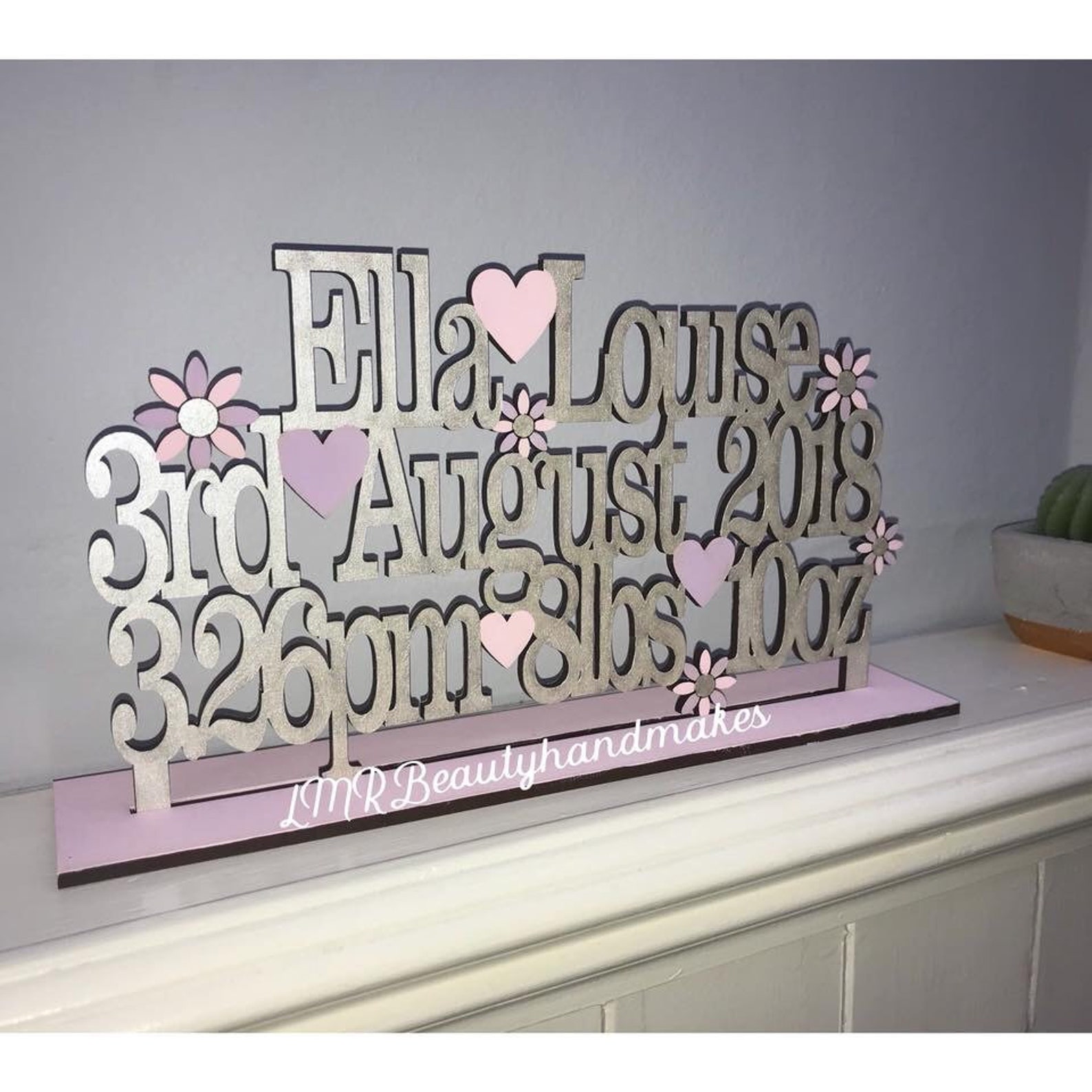 Baby Name Date Weight & Time Personalised Standing Sign | Etsy