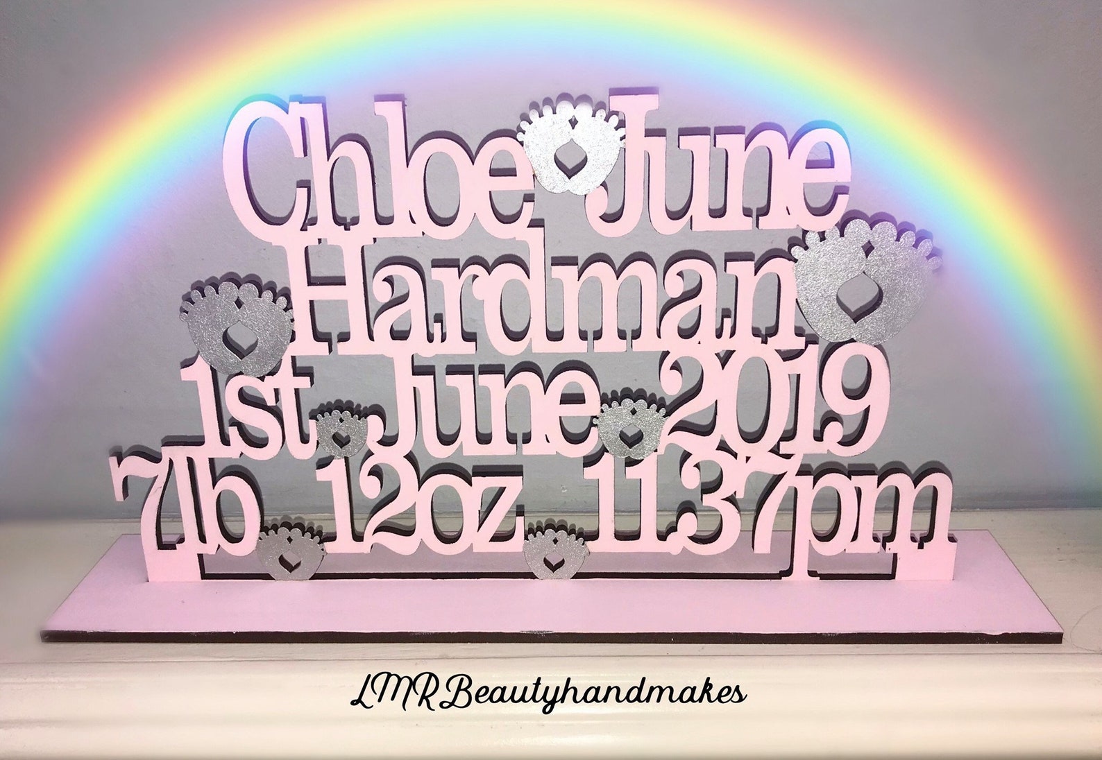Baby Name Date Weight & Time Personalised Standing Sign | Etsy