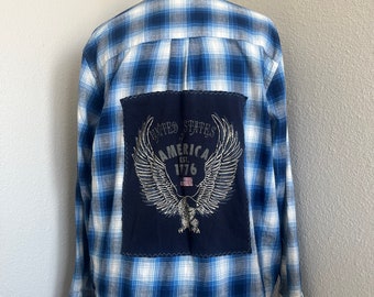 Geüpcycled flanel Blue Eagle