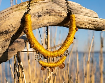 Unique hemp necklace - natural statement necklace