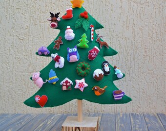 Free Standing Felt Christmas Tree Christmas ornaments ,  Artificial Christmas tree, Advent Calendar Ukrainian shop