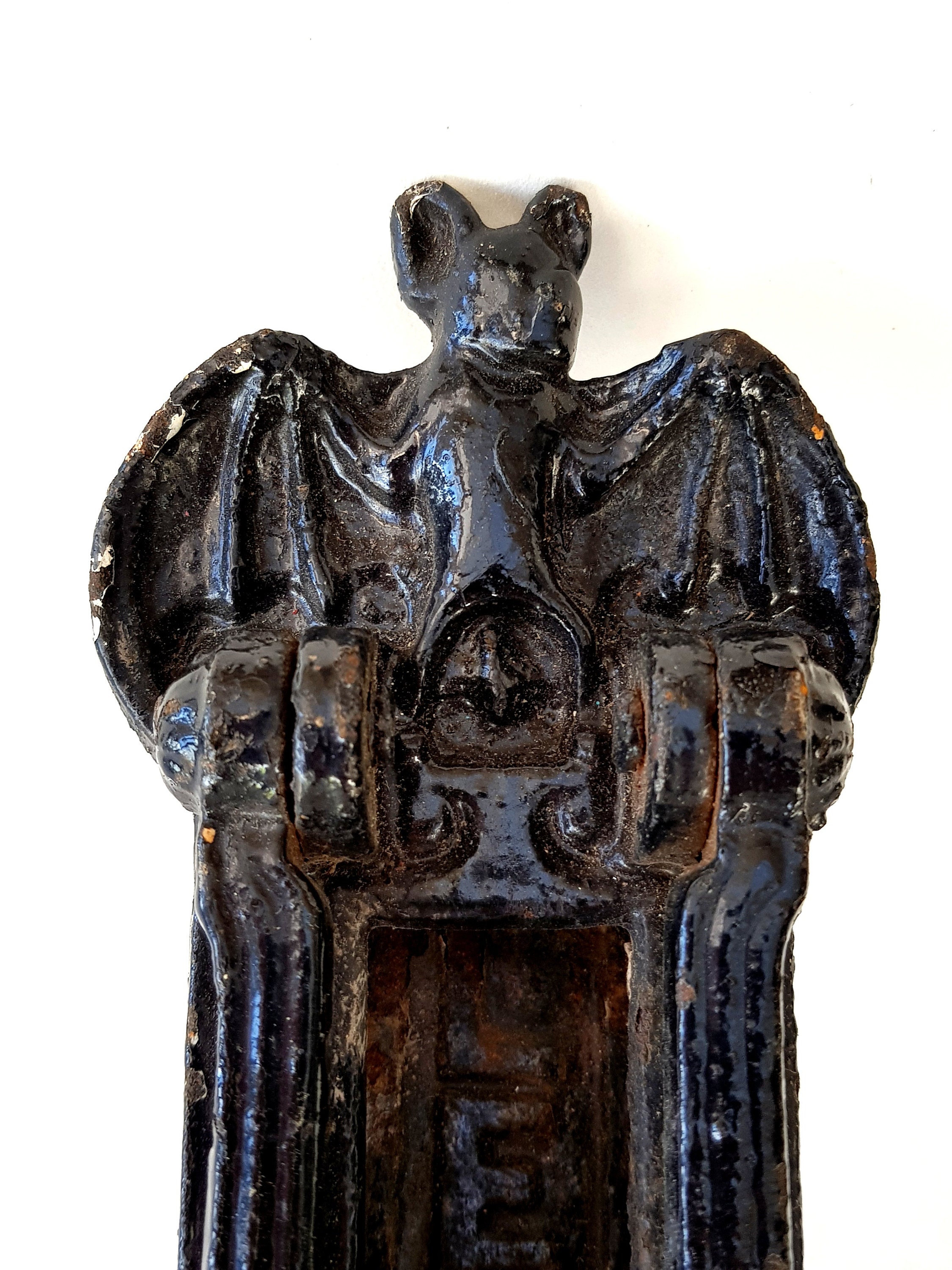 AntiqueVictorianSpooky Cast Iron Bat Figure Door Knocker Etsy