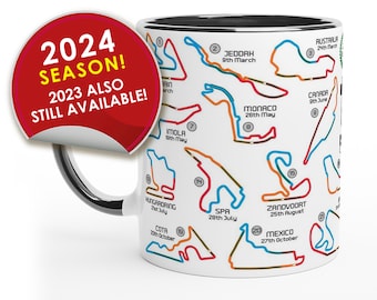 Tazas de calendario de Fórmula 1 2024 - Todas las carreras de F1 - Temporadas 2023 2022 también disponibles