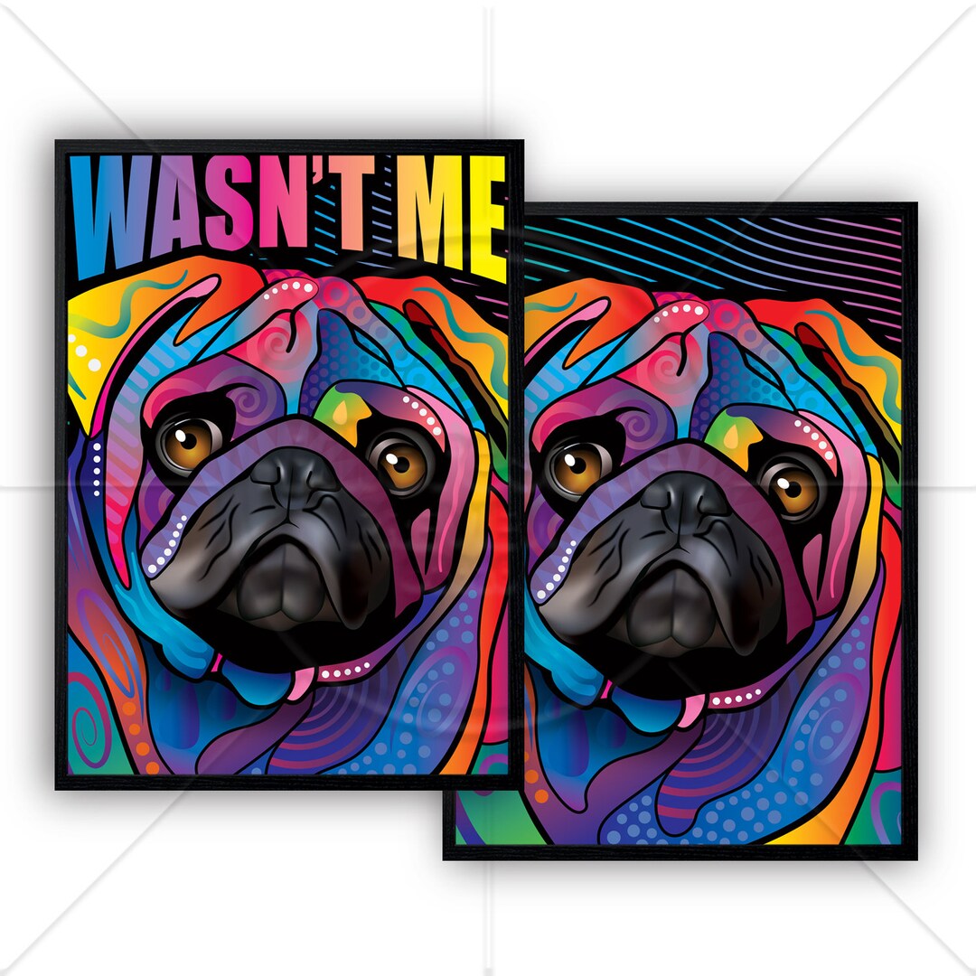 Dog Abstract Poster Pug Dog Wall Art Print Poster Etsy