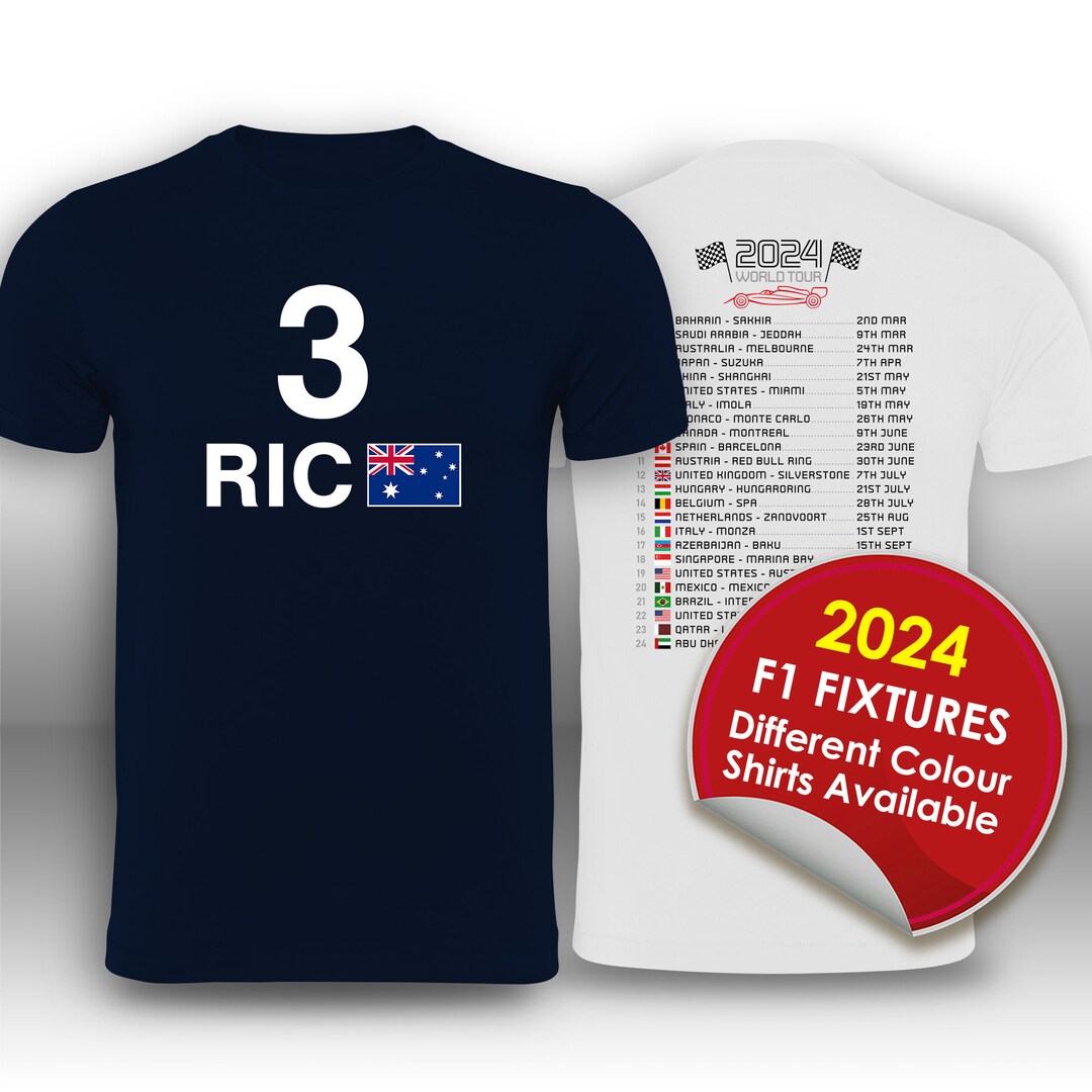 daniel-ricciardo-2024-race-calendar-formula-1-f1-t-shirt-plain-etsy