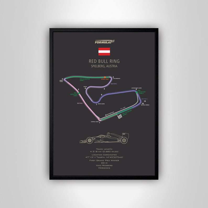 Formula 1 Circuit Red Bull Ring Austria Wall Art Digital Etsy