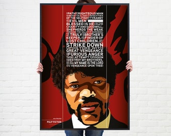 Pulp Fiction Movie Poster - Samuel L Jackson - Wall Art Film Poster Illustration