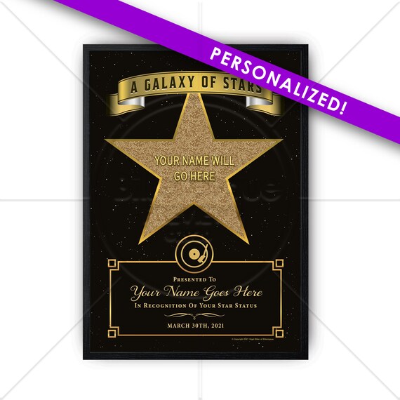 Gold Star Certificate Print Galaxy of Stars Award Etsy