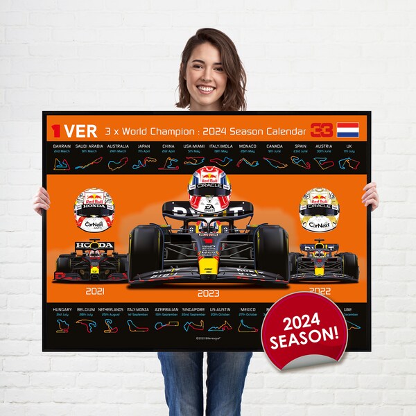 Formula 1 2024 Max Verstappen Detailed Season Dates Wall Calendar Etsy