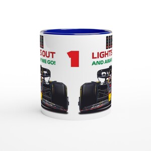 Max Verstappen 2023 Lights Out Taza de Fórmula 1 Taza de Red Bull Taza de conductores de F1 Coches de carreras Taza de F1 Regalo de F1 Arte de F1 imagen 2