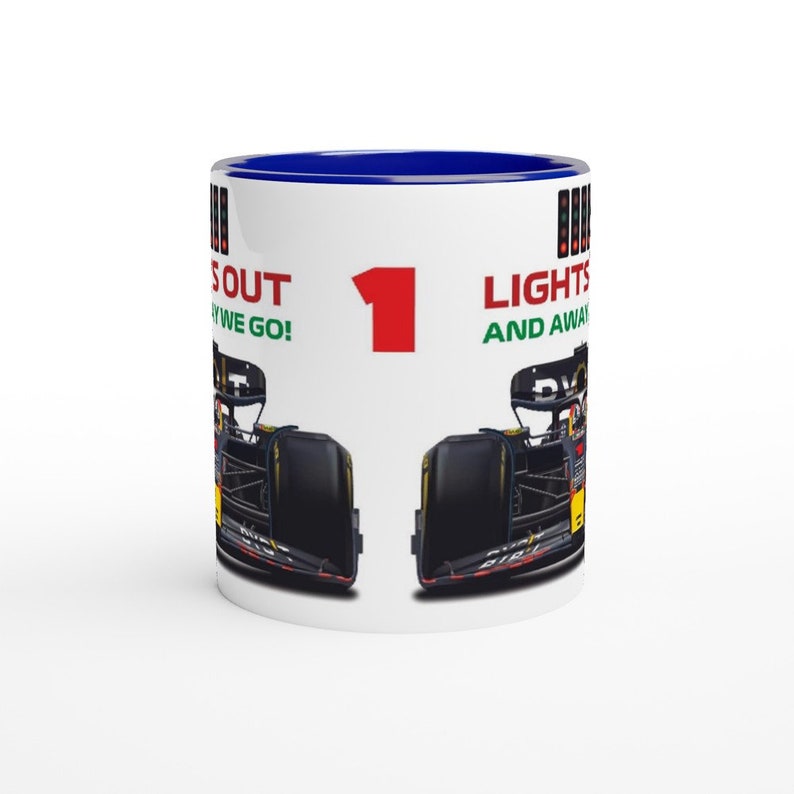 Max Verstappen 2023 Lights Out Taza de Fórmula 1 Taza de Red Bull Taza de conductores de F1 Coches de carreras Taza de F1 Regalo de F1 Arte de F1 imagen 2