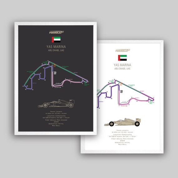 Formula 1 Circuit Yas Marina Abu Dhabi Uae Wall Art Digital Etsy