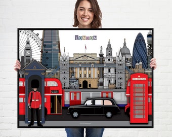 London poster London skyline landmarks and icons poster print wall art