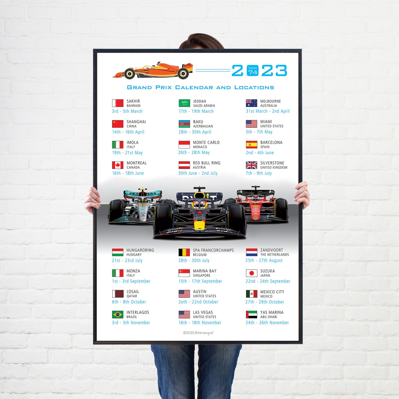 Formula 1 2023 Fixtures Date e 3 auto Poster F1 Grand Prix Etsy Italia