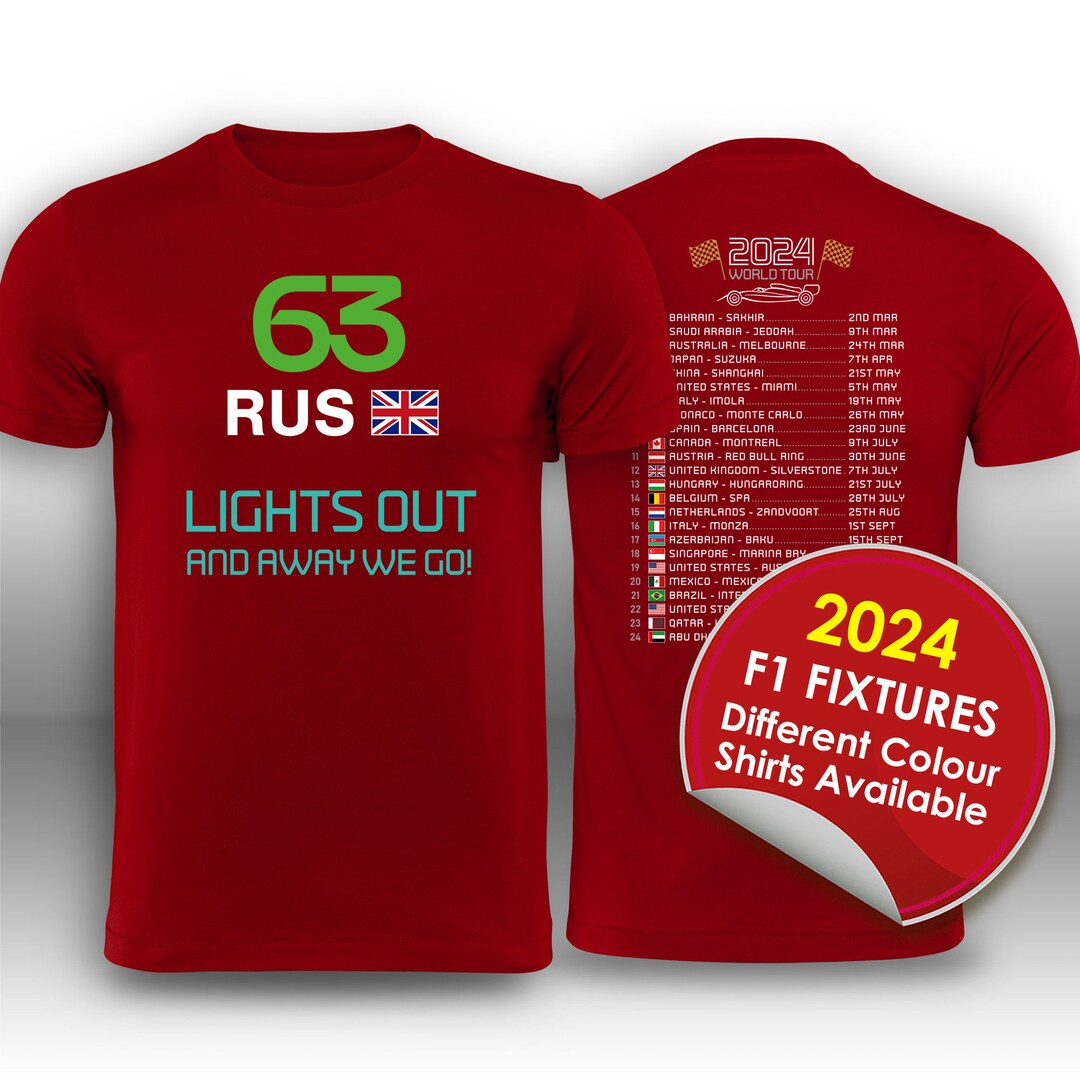 Russell 2024 Race Calendar Formula 1 F1 Tshirt Tee Etsy