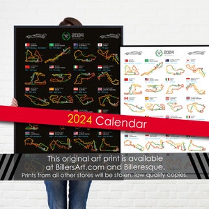 Formula 1 2024 Detailed Season Fixtures Wall Calendar Formula 1 poster print