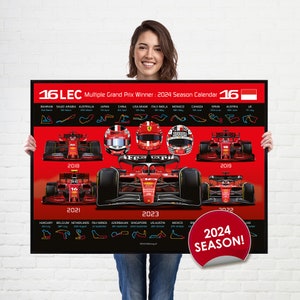 Formel 1 2024 Charles Leclerc Detaillierte Saisondaten Wandkalender F1 print