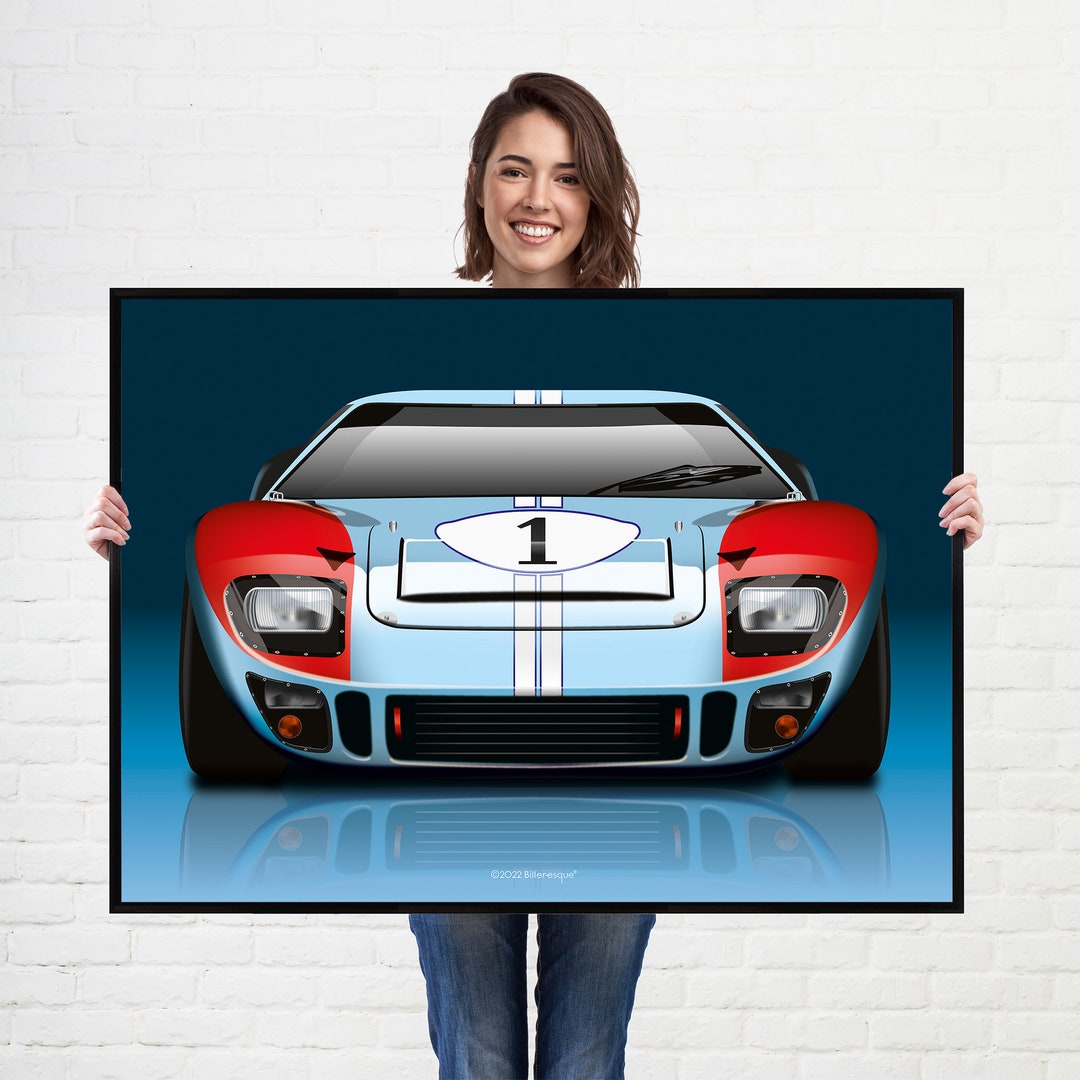 Ford GT40 Poster 1966 Le Mans Racing Car Poster GT40 Poster Wall Art ...