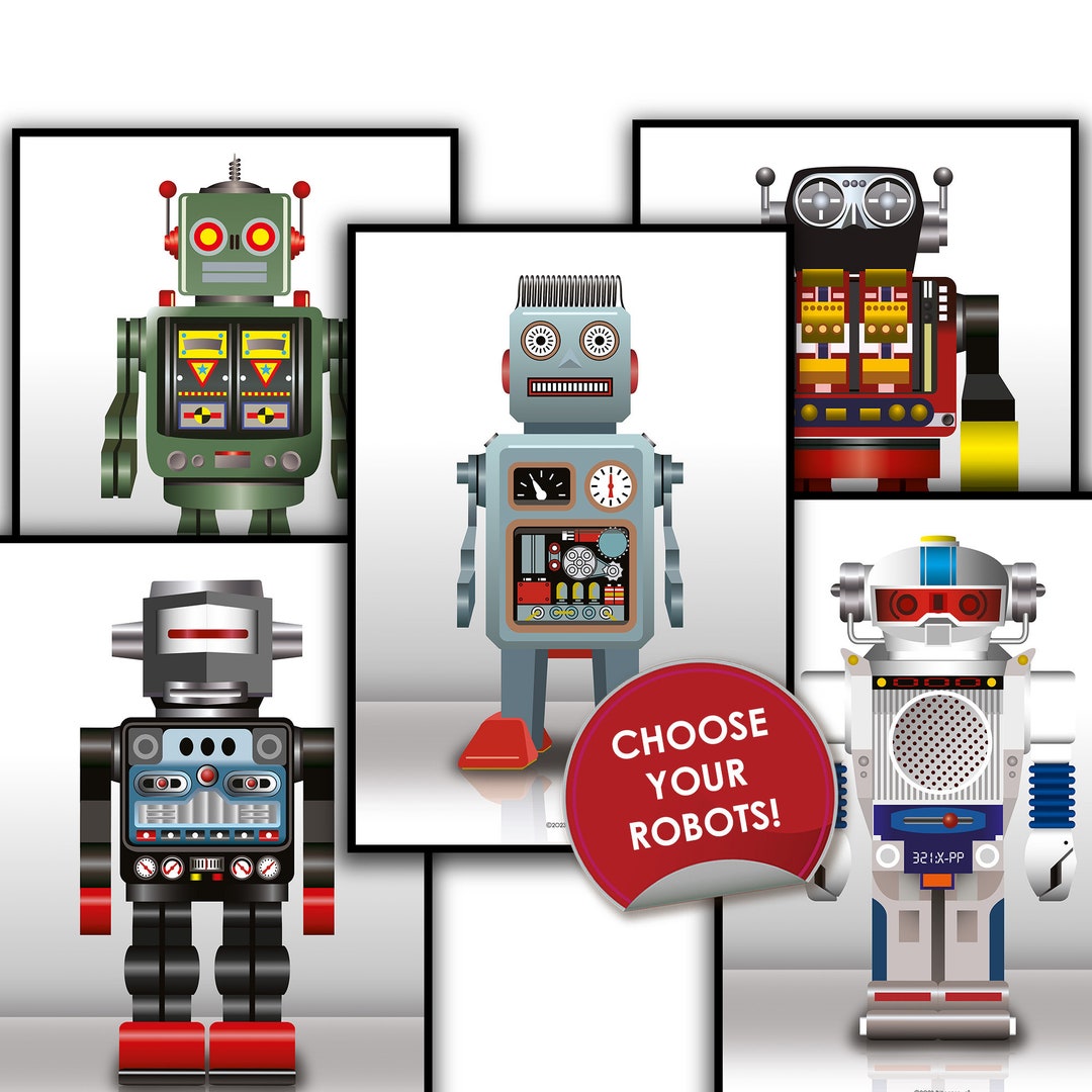 High Definition Retro Robot Beautifully Created Drawings 60s 70s 80s