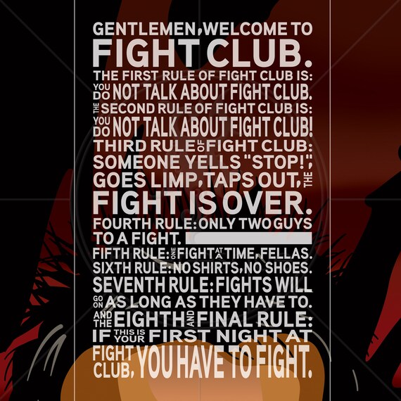 Fight Club Movie Poster Tyler Durden Brad Pitt Citation Etsy France