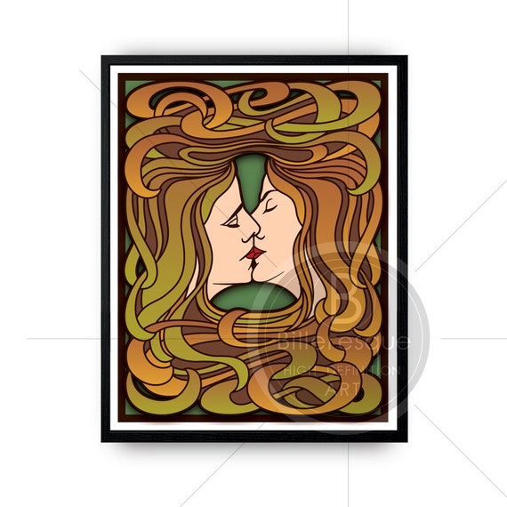 The Kiss Art Nouveau Poster Love Print Wall Art Print Etsy