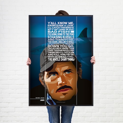 Jaws Movie Poster Sam Quint Quote Wall Art Film Poster Etsy