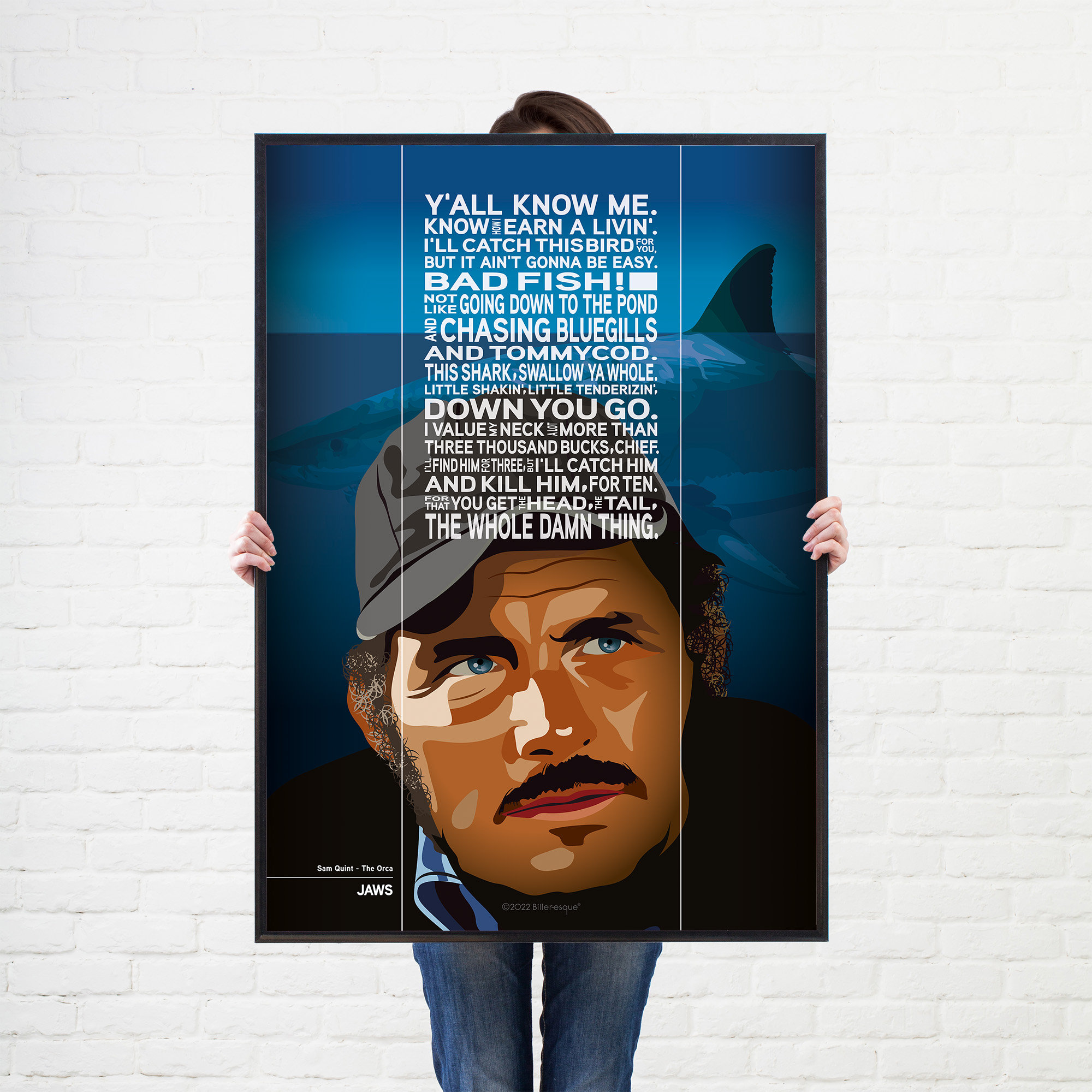 Jaws Movie Poster Sam Quint Quote Wall Art Film Poster Etsy