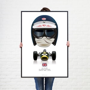 Jim Clark helmet poster 1965 F1 Grand Prix Champion Wall Art Poster Illustration