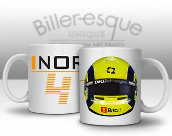 Taza de Fórmula 1 - Taza de Lando Norris - Taza de McLaren - Taza de pilotos de F1 - Coches de carreras - Taza de F1 - Regalo de F1 - Arte de F1