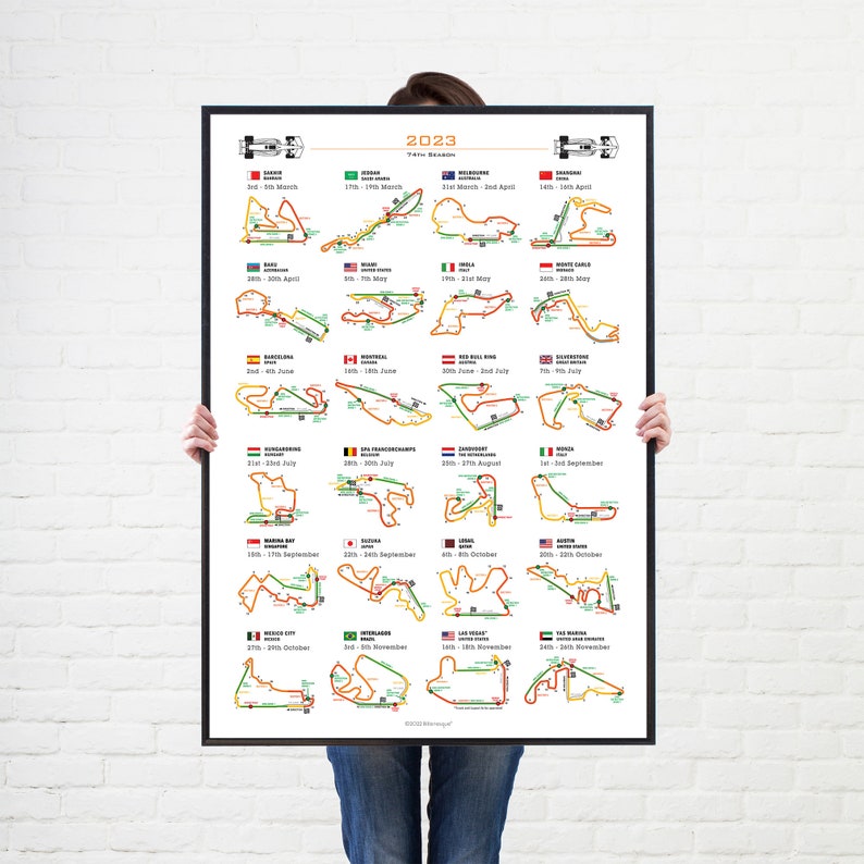 Formula 1 2023 Detailed Season Fixtures Wall Calendar Formula - Etsy