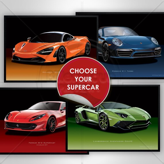Super Cars Poster Supercars Fast Sports Cars Poster Wall Art Etsy